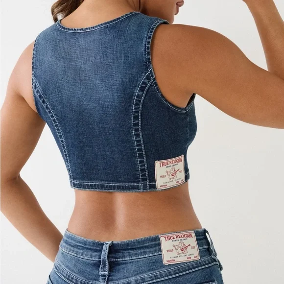 True Religion Lace-Up Denim Set (Top S/P + Jeans 24) - Picture 3 of 7